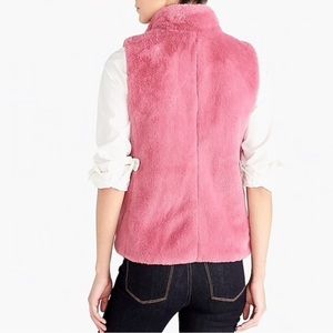 J. Crew Factory Faux Fur Vest in Guava Berry.